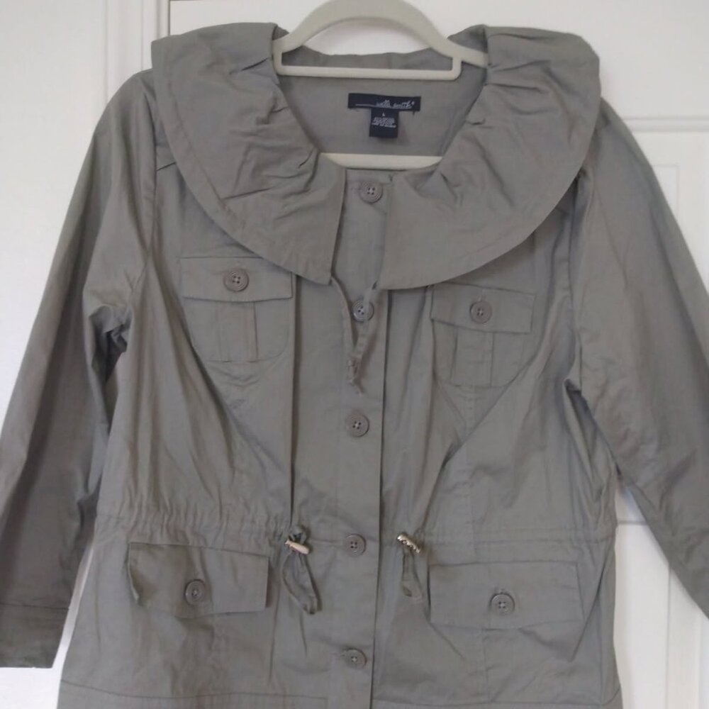 BNWOT WILLI SMITH SAGE GREEN KHAKI COTTON CINCH WAIST JACKET SIZE LARGE